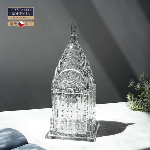 捷克进口 Bohemia水晶玻璃糖缸 北欧轻奢高档简约客厅铁塔摆件波西米亚蝴蝶高脚糖缸13.5 cm500PK糖果盅15cm 商品图3