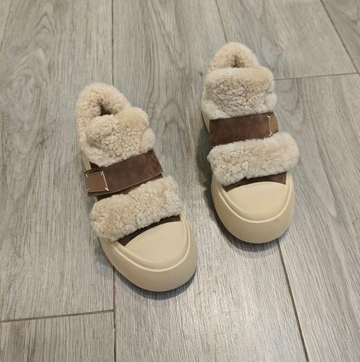 西村名物2025年春季新款绒毛保暖超轻厚底防滑系带板鞋X25AM14161 商品图0