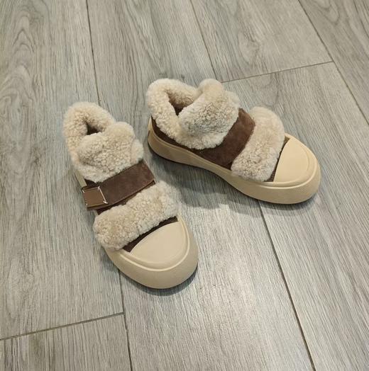西村名物2025年春季新款绒毛保暖超轻厚底防滑系带板鞋X25AM14161 商品图4