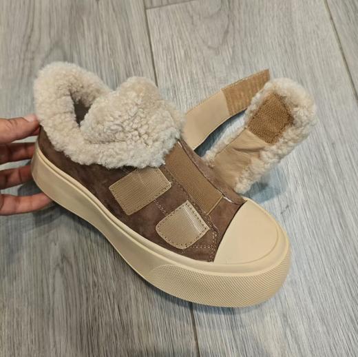 西村名物2025年春季新款绒毛保暖超轻厚底防滑系带板鞋X25AM14161 商品图2