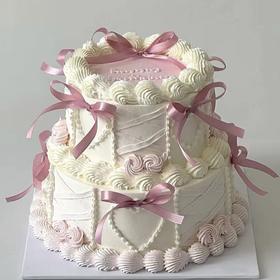 【芭蕾裱花】ins风双层女生蛋糕