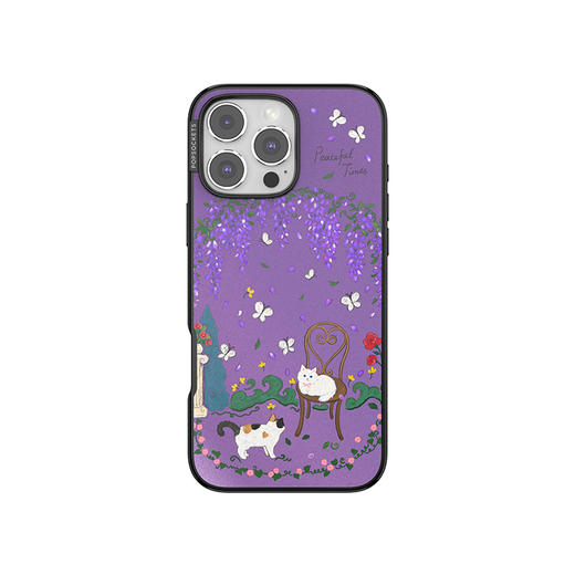 【漂浮记忆·手机壳】紫藤小猫花园 POPCASE手机壳 MagSafe Popcase磁吸款 紫色 小猫 植物花卉 iPhone 16/15/14 商品图2