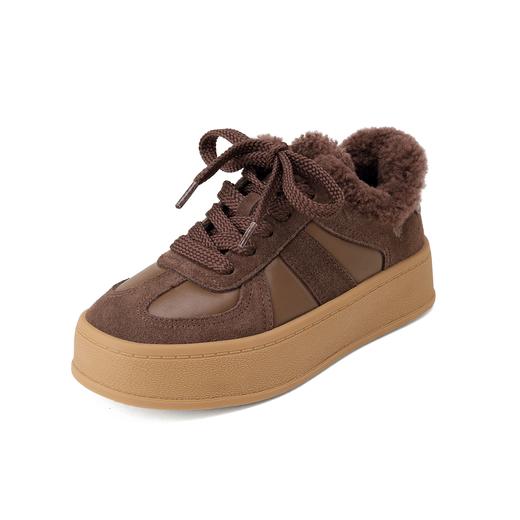 西村名物2025年春季新款绒毛保暖超轻厚底防滑系带板鞋X25AM14111 商品图1