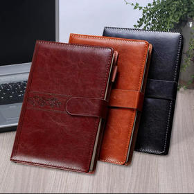 金翔JX-9125时尚英伦磁扣笔记本商务皮面本（黑色） 88克(g)