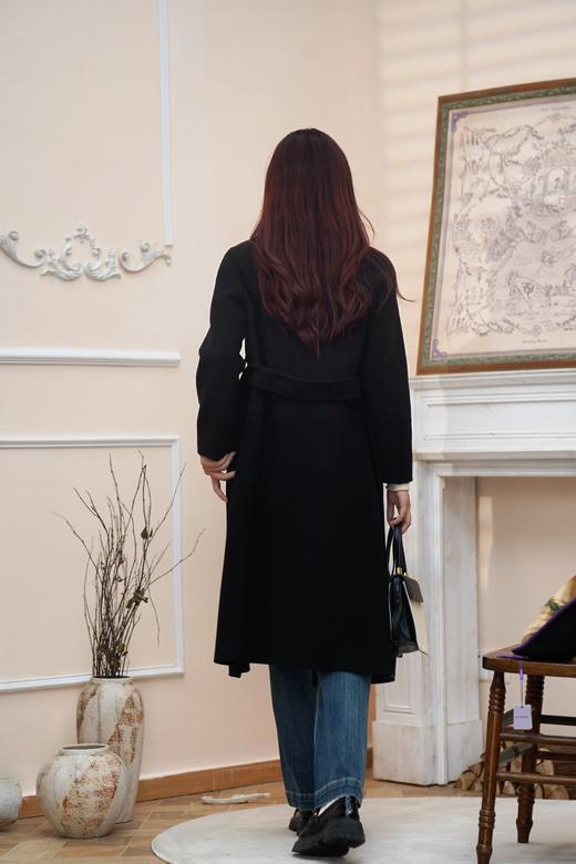 M1L1臣禾 气质黑毛呢大衣 系腰带【100%绵羊毛 】气质毛呢外套9234080380  现货 商品图7