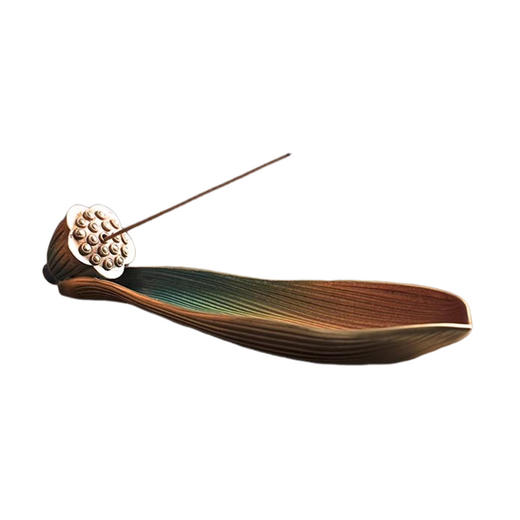 新中式黄铜香插线香托盘香炉香座香薰炉摆件禅意茶道创意家用室内 月销 0纯铜莲花香插 商品图0