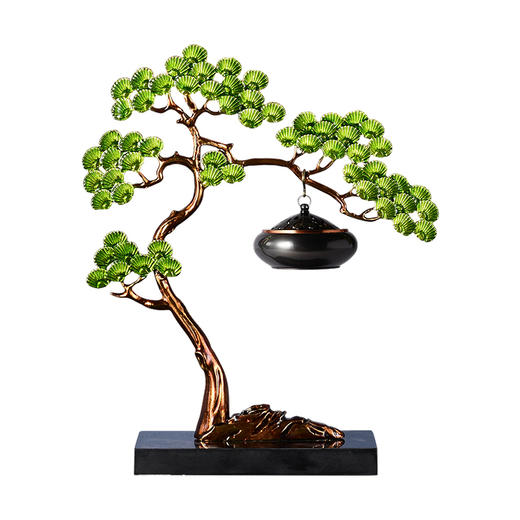 E-RX-RD5207迎客松香炉 （珐琅+铜香炉+大理石底座）礼盒装 商品图0