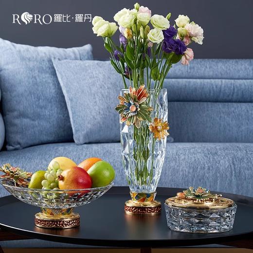 【样品特惠4折，仅1件，无货退款】罗比罗丹绽放花瓶珐琅彩工艺人造水晶玻璃花瓶客厅玄关摆件罗比罗丹花瓶(绽放) 商品图0