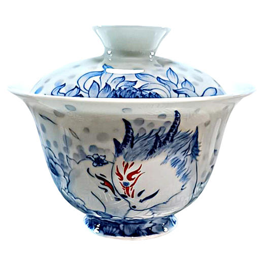 B-SST-3006素手堂 青花斗彩山海经盖碗 商品图0