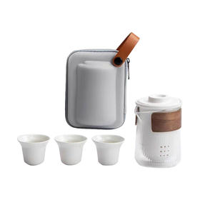 南山先生 定制快客杯便携旅行茶具套装小套 露营野外功夫一壶三杯（04002)南山先生 经纬旅行茶具（禅风白）