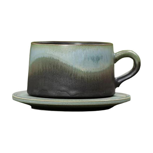 象上情侣咖啡杯高档小精致手工陶瓷杯子办公室拿铁杯咖啡杯碟套装 商品图0