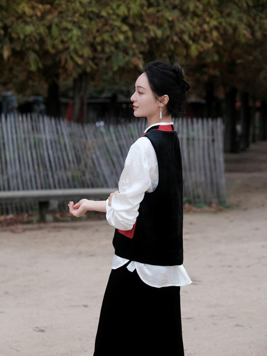 盛唐牡丹| 牡丹花漳缎拼丝绒马甲 商品图6