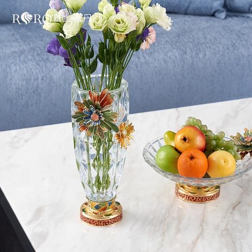 【样品特惠4折，仅1件，无货退款】罗比罗丹绽放花瓶珐琅彩工艺人造水晶玻璃花瓶客厅玄关摆件罗比罗丹花瓶(绽放) 商品图1