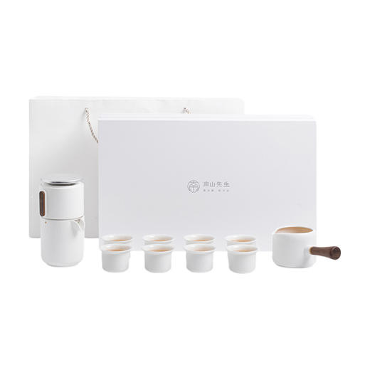 南山先生旋转功夫茶具套装家用日式茶壶高档轻奢自动懒人泡茶神器南山先生 悬念自动茶具带茶叶罐（禅风白） 商品图0