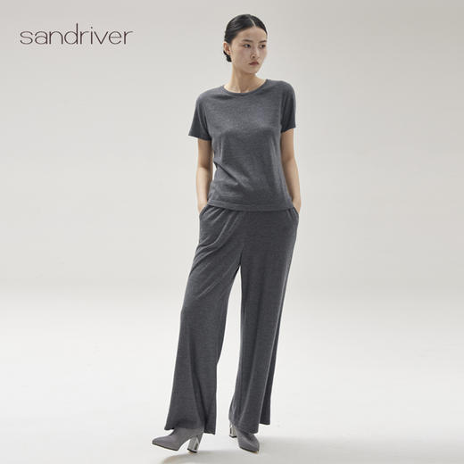 精纺羊绒针织宽腿裤SJF96K383N 商品图2