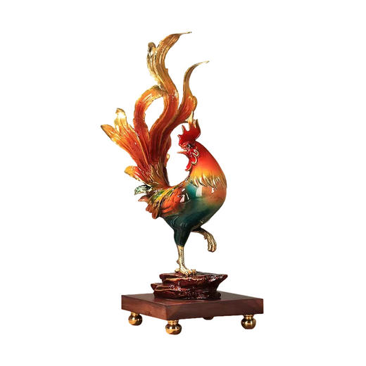 金鸡报喜纯铜鸡摆件公鸡招财金鸡家居玄关客厅装饰礼品工艺办公室彩铜工艺 金鸡报晓（145*140*420） 商品图0