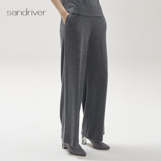 精纺羊绒针织宽腿裤SJF96K383N 商品图3