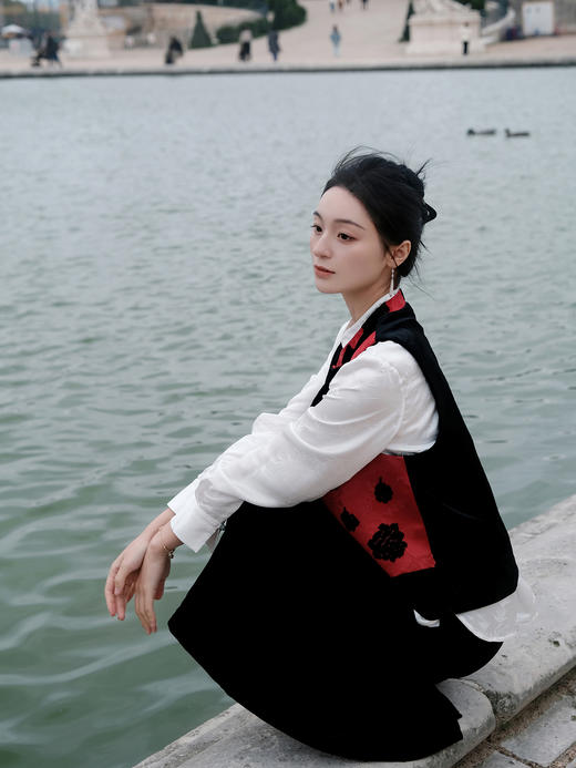 盛唐牡丹| 牡丹花漳缎拼丝绒马甲 商品图5