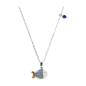 凡华造物鱼悦925银项链女生小众设计陶瓷吊坠轻奢高级感锁骨链 鱼悦925银吊坠