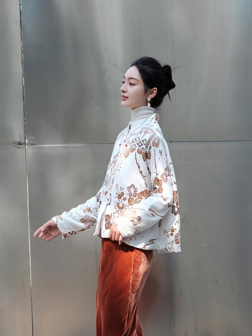 盛唐牡丹|丝绒烫金双面穿外套-不夹棉 商品图7