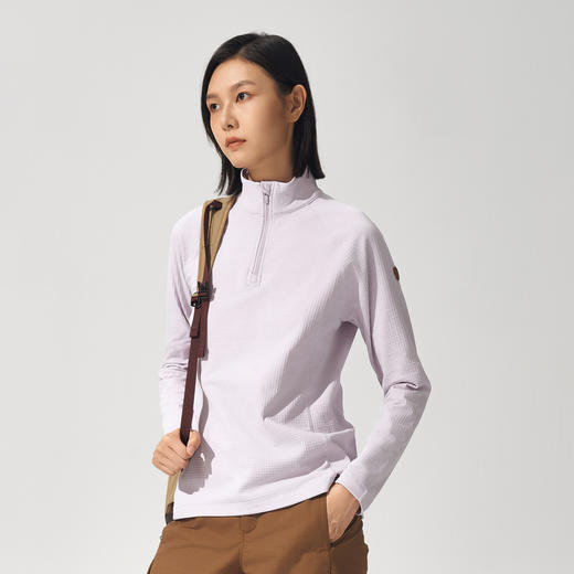 北极狐 女士徒步抓绒衣 2024秋冬户外半高领内搭休闲T恤04242248 商品图1
