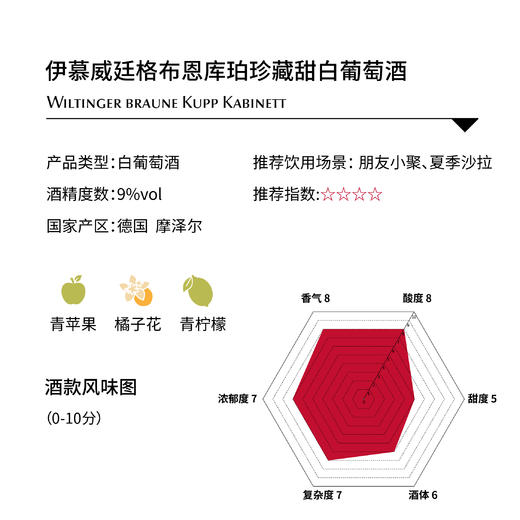伊慕威廷格布恩库珀珍藏甜白葡萄酒 Wiltinger braune Kupp Kabinett 商品图1