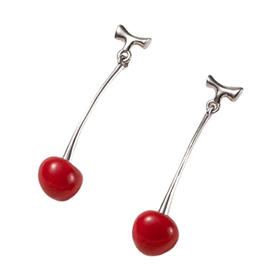 凡华造物樱桃原创925银耳钉女轻奢耳环小众设计感新款百搭耳饰 樱桃长款耳钉