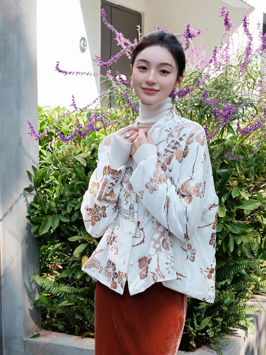 盛唐牡丹|丝绒烫金双面穿外套-不夹棉 商品图6