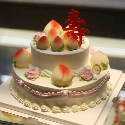 0糖半糖可选 |  「蟠桃献寿」双层祝寿蛋糕 商品图0