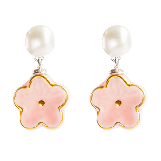 凡华造物桃之夭夭925银耳钉女气质高级珍珠耳环小众设计感耳饰爱情花语桃之夭夭925银珍珠耳钉（短款） 商品图0