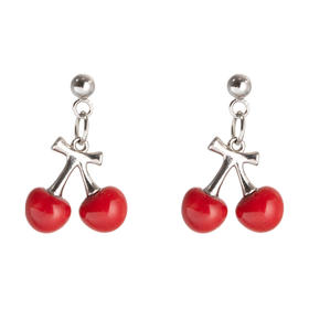 凡华造物樱桃原创925银耳钉女轻奢耳环小众设计感新款百搭耳饰樱桃短款耳钉