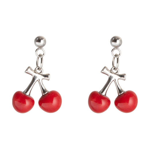 凡华造物樱桃原创925银耳钉女轻奢耳环小众设计感新款百搭耳饰樱桃短款耳钉 商品图0