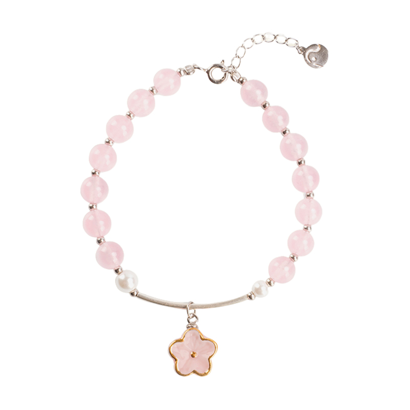 凡华造物桃之夭夭手链女轻奢小众设计感水晶串珠手串925银手饰