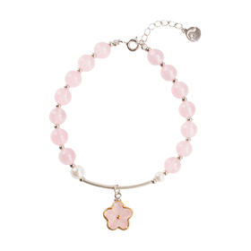 凡华造物桃之夭夭手链女轻奢小众设计感水晶串珠手串925银手饰