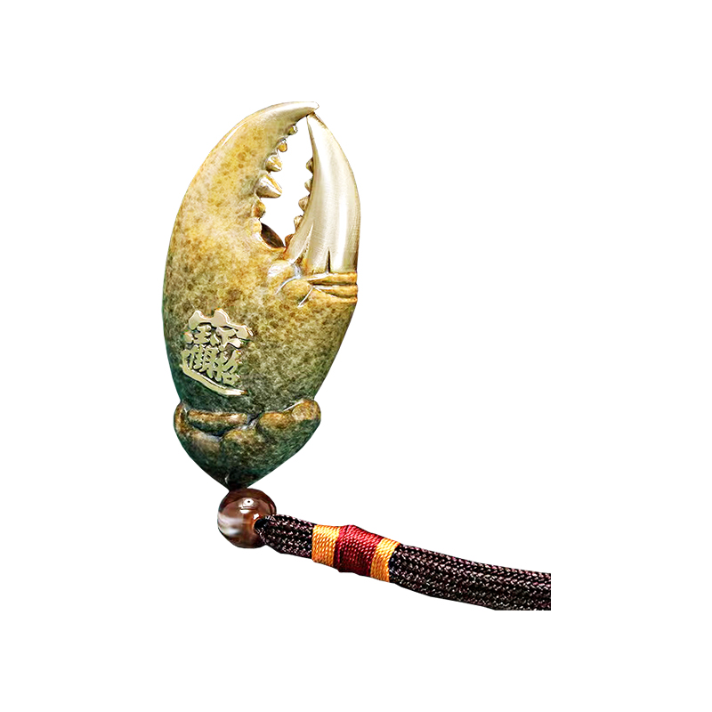 全铜手中有钱螃蟹钳手把件时尚创意礼物送朋友招财进宝摆件把玩件纯铜蟹钳吊坠