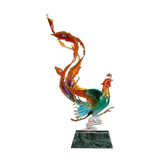 凤鸣朝阳 全铜火凤凰摆件轻奢家居客厅玄关书房乔迁装饰礼工艺品凤舞九天纯铜摆件客厅书房办公室新中式摆件 商品图0