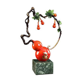 纯铜五福临门葫芦摆件客厅书房办公室玄关新中式摆件新婚贺礼乔迁贺礼