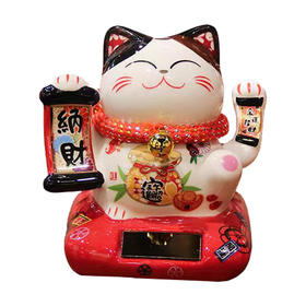 K-FYM-太阳能摇手 招财猫 自动招手小摆件创意办公桌饰品汽车内摇手猫装饰
