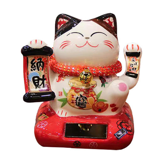 K-FYM-太阳能摇手 招财猫 自动招手小摆件创意办公桌饰品汽车内摇手猫装饰 商品图0