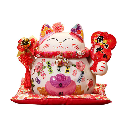 招财猫摆件开业店铺前台创意存钱罐家居客厅乔迁新居装饰陶瓷礼品招财猫存钱罐 商品图0