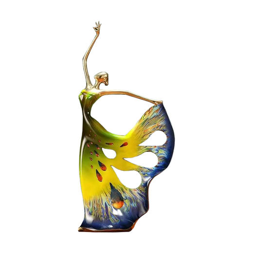 E-YM-B172 彩铜大漆工艺摆件 美女 渐变绿 商品图0