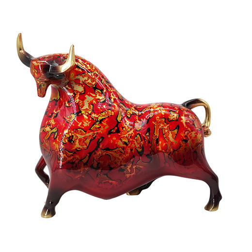 E-YM-FK167 彩铜大漆工艺 纯铜摆件运势牛（220*100*190） 商品图0