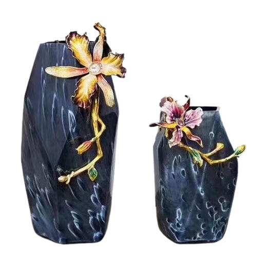 罗比罗丹珐琅彩花瓶摆件客厅插花创意新中式样板房玄关家居饰品 商品图0