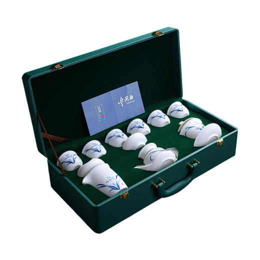 羊脂玉瓷+手绘兰花 12头套装茶具 商品图0
