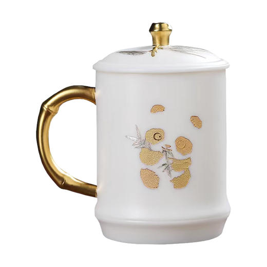 高档羊脂玉鎏金办公杯礼盒装林玉山手作 商品图0