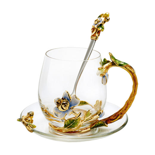 罗比罗丹珐琅彩水杯家用网红ins创意玻璃杯女生花茶杯礼物 商品图0