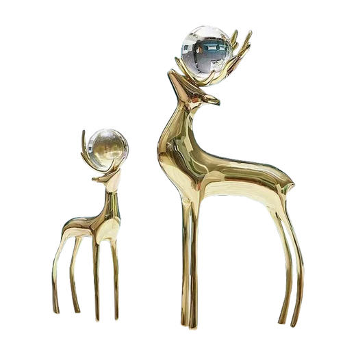 纯铜鹿摆件现代轻奢客厅电视柜酒柜水晶球鹿办公桌书房招财装饰品 商品图0