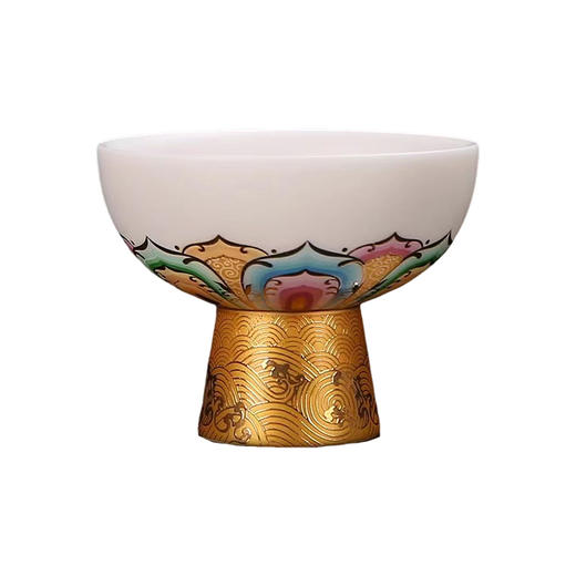 B-QXCY-2020 福海升莲羊脂玉瓷主人杯 商品图0