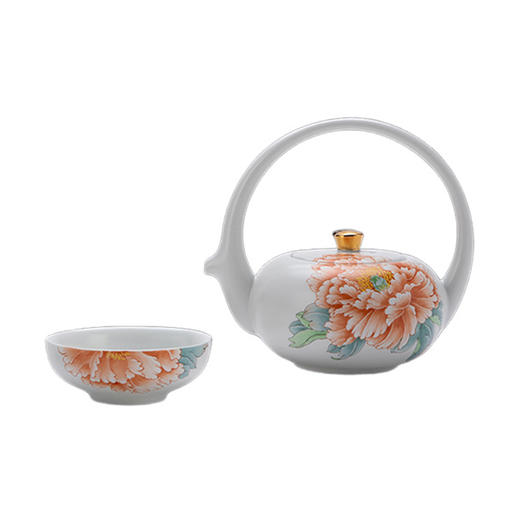 品月 福如东海香插礼盒装手绘版牡丹 茶具套装 功夫茶具大师手绘茶杯文创礼品 商品图0