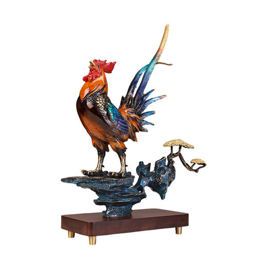 大公鸡纯铜摆件客厅玄关装饰品办公室茶室铜鸡摆设公司开业乔迁礼品 商品图0